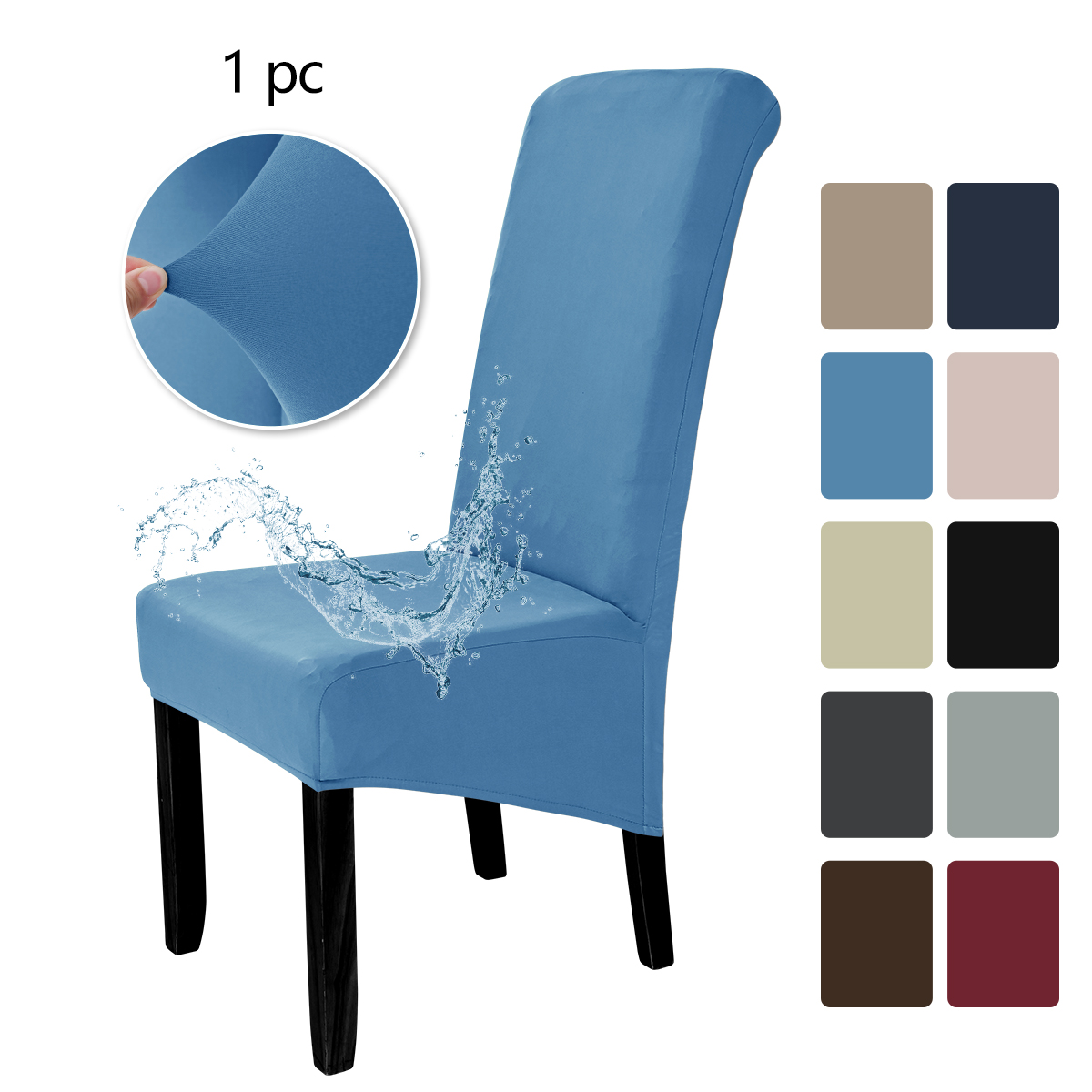 1pc elastiske vandafvisende stolebetræk med høj ryg, egnet til beskyttelse af hotelstolebetrækets dekoration: Blå