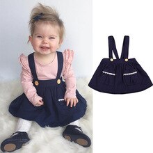 Baby Meisje Bib Band Rok Babies Meisjes Mouwloze Beugel Boven Knie Rokken Casual Herfst Party Pocket Kleding 0-3 T Kleding