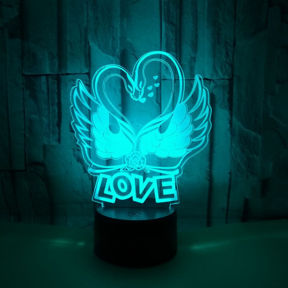 Nachtlampje liefdeshart ballonnen zwaan 3d led tafel bureaulamp kleurverandering slaapkamerinrichting voor vriendin valentijnsdag: G