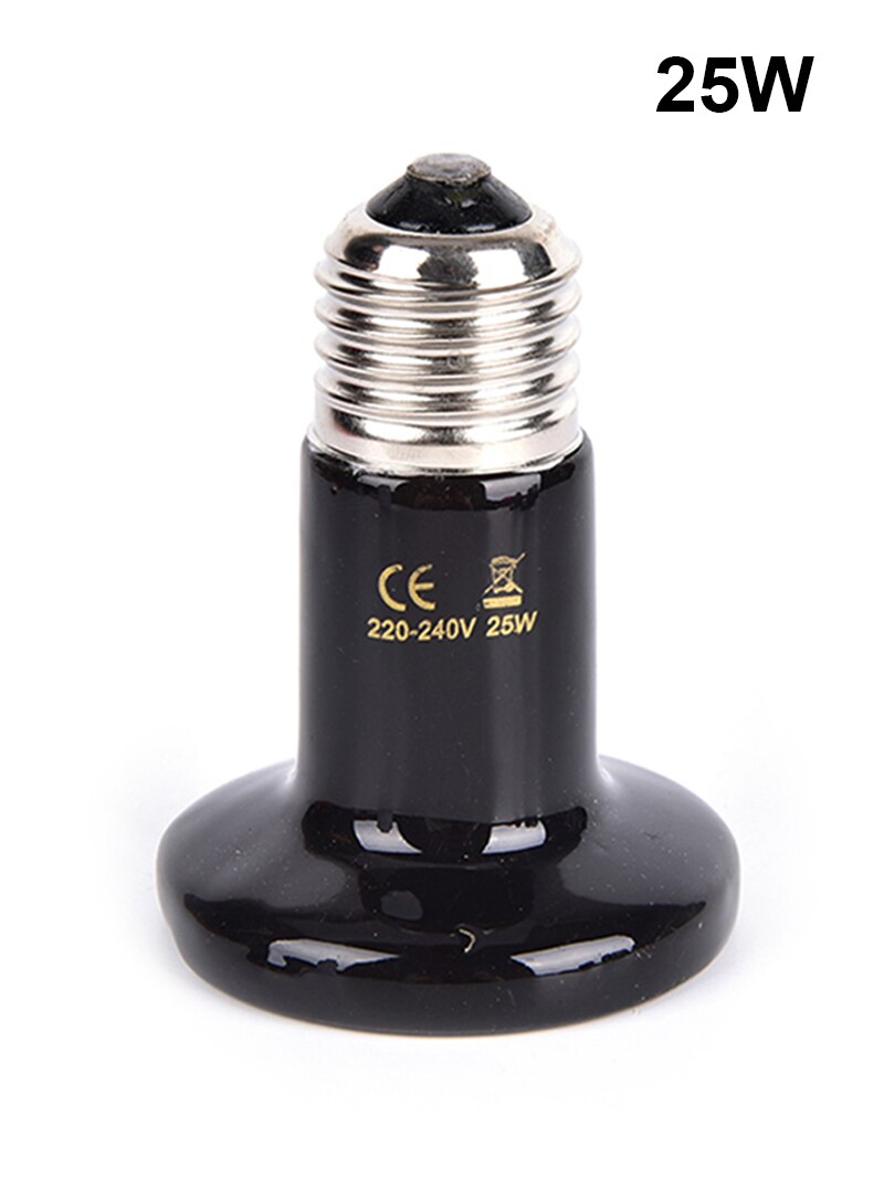 Black Infrared Ceramic Emitter Heat Light Bulb Reptile Heat Lamp Pet Brooder 220-240V Touch Lamp For Chameleon Cage Snake Tank: 25W lamp