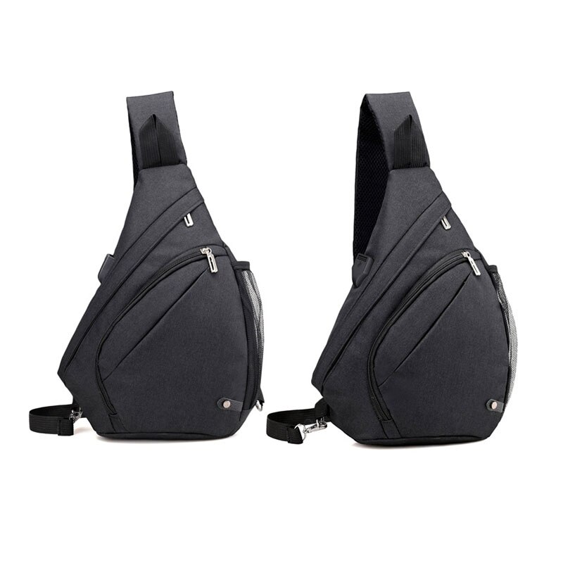Grote Capaciteit Borst Tas Voor Mannen Nylon Sling Bag Casual Crossbody Tassen Voor Korte Reis (Zwart)