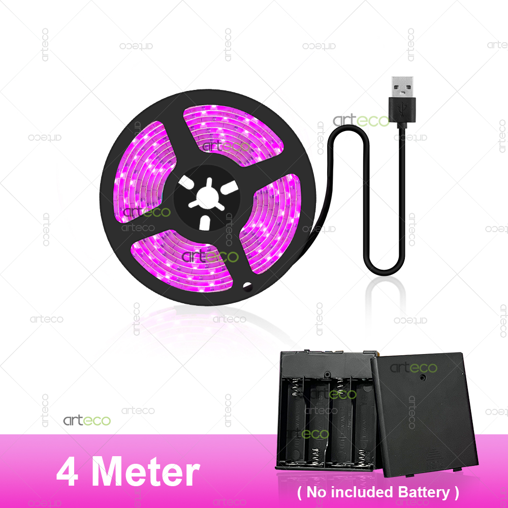 Luz Led USB para cultivo de plantas con caja de batería, tira de luces de cultivo de espectro completo de 5V, lámpara Phyto Led 2835 para plantas, invernadero hidropónico: RGB / 1.200 W