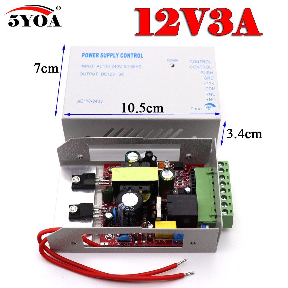 Toegangscontrole Voeding 12 V 5A High End Deur RFID Vingerafdruk Leverancier Adapter Covertor Systeem Machine DC AC 100 ~ 260 V: 12V3A White Power