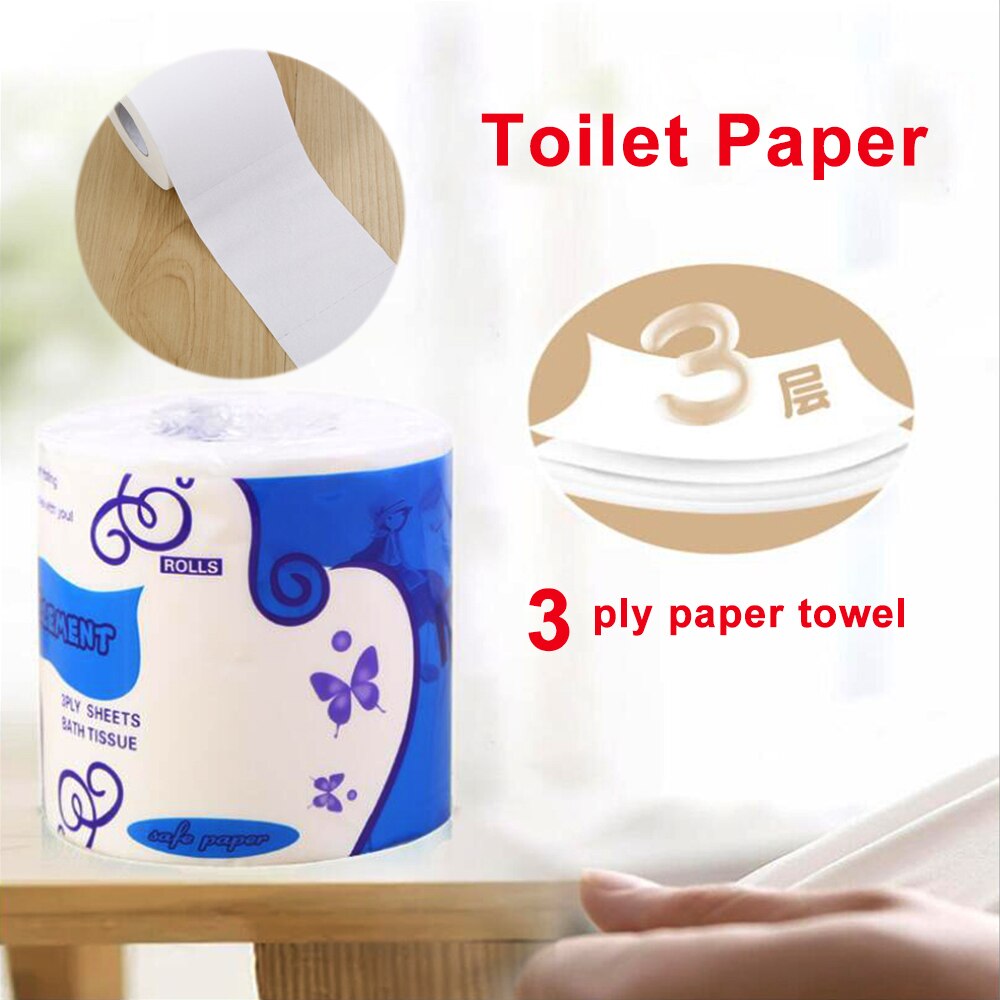 Rollos de papel higiénico a granel, pañuelos de baño, blanco, suave, 3 capas