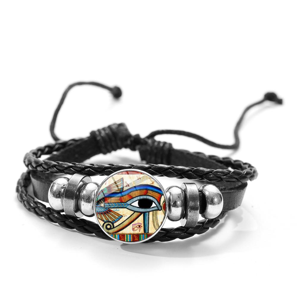 Vintage bransoletka oko horusa starożytny egipski Amulet Symbol szklany klejnot regulowane skórzane bransoletki dla Unisex: Style 1