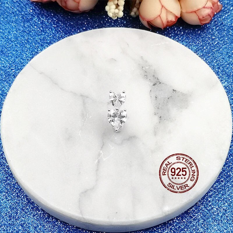 Hellolook 925 Sterling Zilveren Navel Prijzen Dubbele Kubieke Zirkoon Navel Ring Navel Nagel Sexy Body Piercing Sieraden