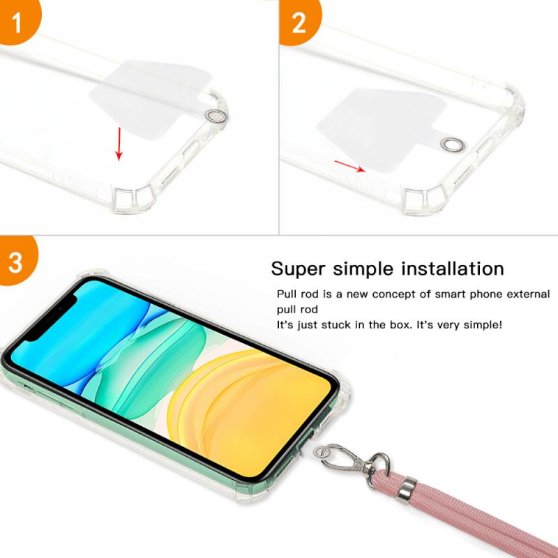 Mobiltelefon stropper telefon snor justerbar aftagelig hals snor snorrem telefon sikkerhed tøj halskæde reb cover coque