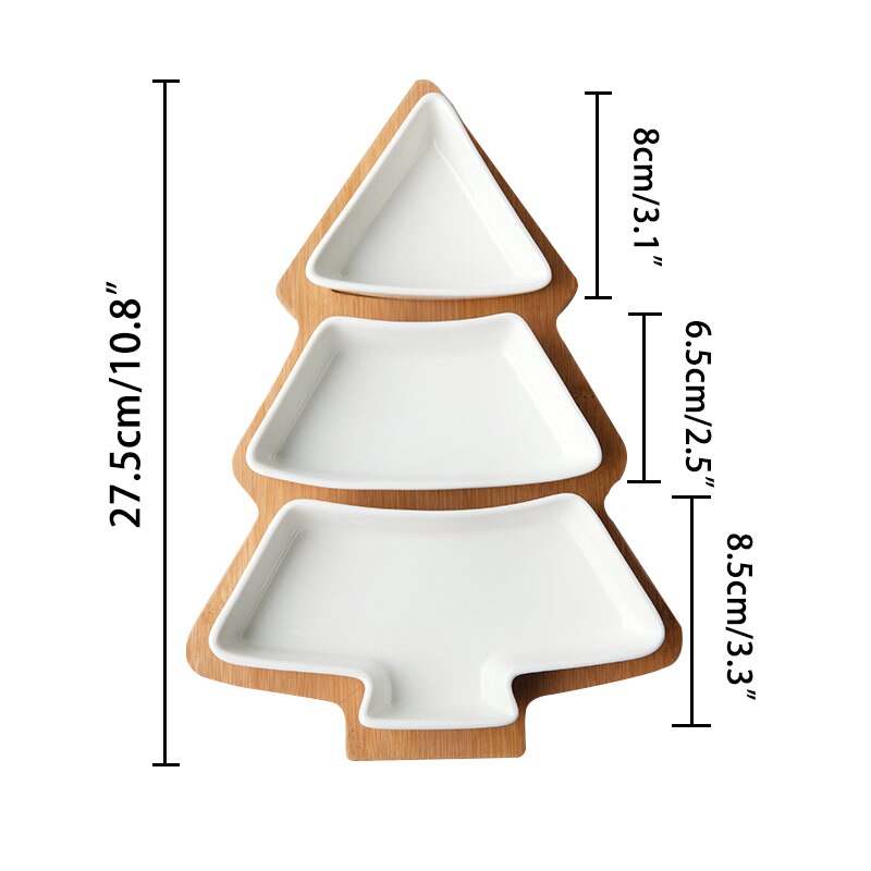 Christmas Tree Plate Kitchen Dinner plates Porcelain Dinnerware Set Bone China Fruit Serving Tray Salad Dishes Ceramic Wood Dish