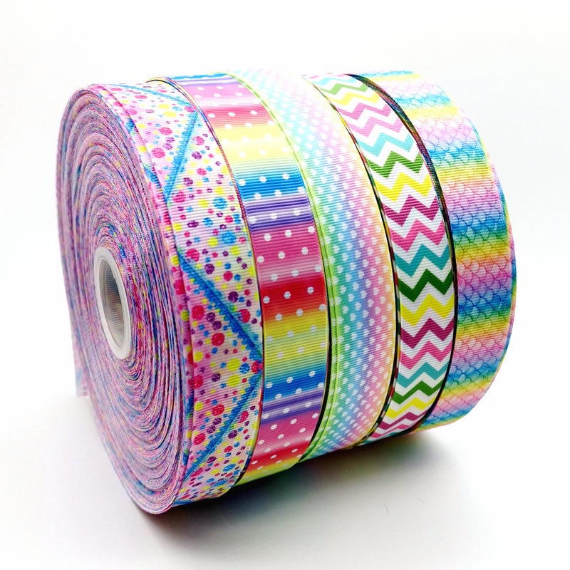 5 meter regenboog cartoon lint grosgrain 25mm doe-het-zelf handgemaakte linten voor haaraccessoires knutselen aangepaste lintdecoratie naaien