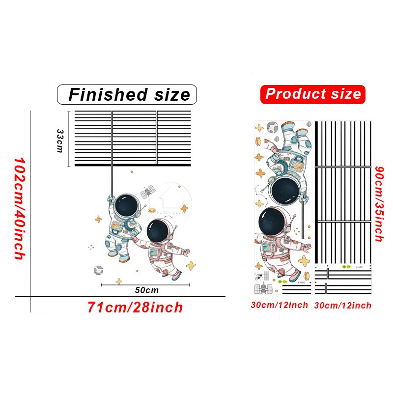 Autocollant mural d'astronaute en vinyle de dessin animé, stickers muraux amovibles pour bricolage, pour enfants garçons, chambre à coucher, pépinière, papier peint pour la maison: TBAL364