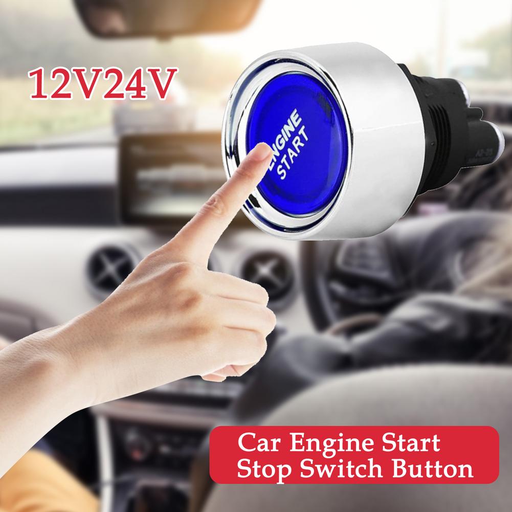 Car Engine Start Stop Switch Button 12V24V Auto Reset LED Switch