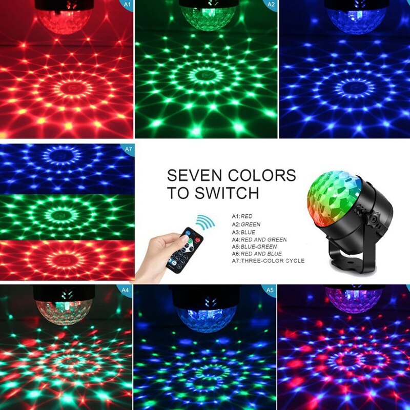 3w rgb discoballen, feestverlichting, geluid geactiveerd, usb, auto-dj, magische led voor kinderclub, verjaardagsbar, kerst, met afstandsbediening