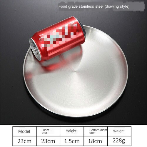 304 Stainless Steel round Plate Western Restaurant Bone Tray Dish Shallow dishes dinner plates set dish sets: 23cm Matte