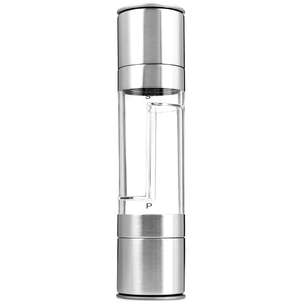 2 In 1 Stainless Steel Manual Pepper Salt Spice Mill Grinder Kitchen Seasoning Cooking Tools Support