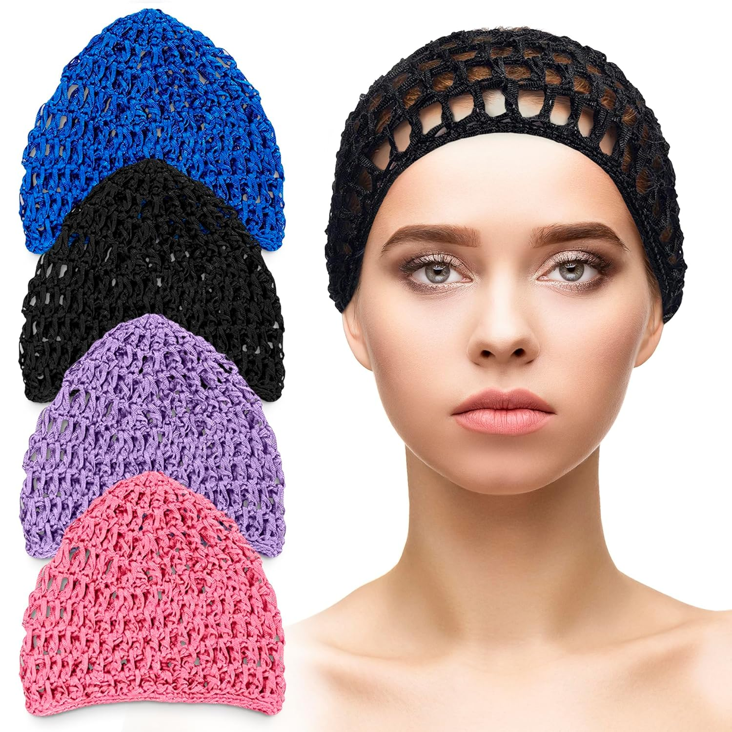 Nueva redecilla de punto suave para el cabello, gorro de redecilla de punto de rayón, gorro para el cuidado del cabello, cubierta nocturna para dormir de ganchillo, turbantes, accesorios de herramientas de estilismo