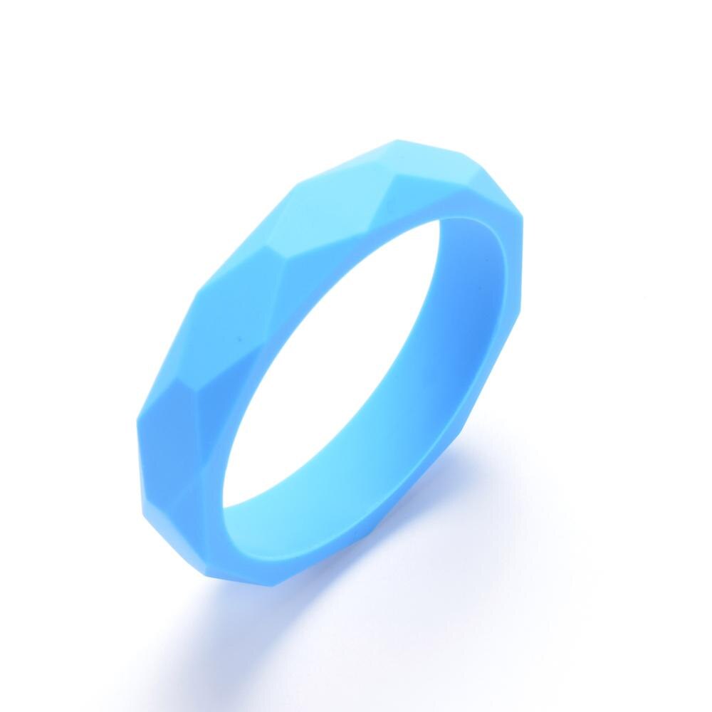 Lofca 1pc tandningsarmband silikon babyarmband bitring armband aldut storlek tuggleksak silikonpärlor amningssmycken: Djupt himmelsblått
