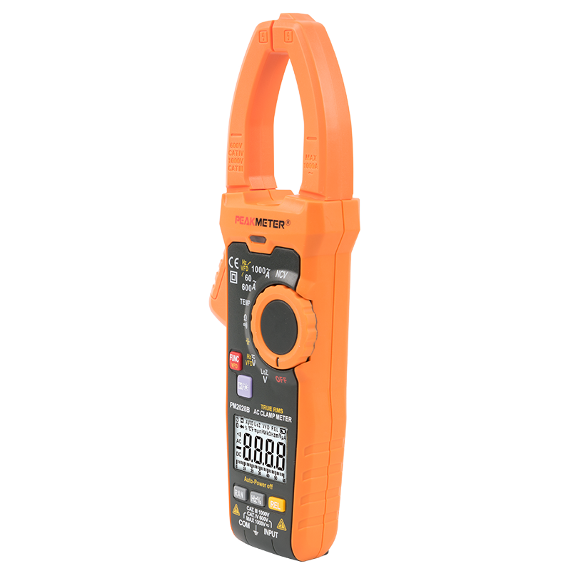 PEAKMETER PM2028B 6000 counts auto range AC Digital Clamp Multimeter True RMS Capacitance Temperature Clamp Meter NCV VFD LowZ