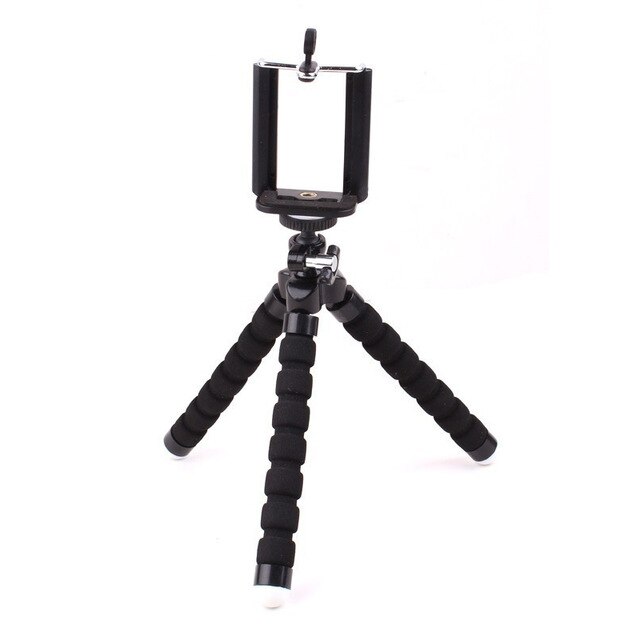 Mobile Phone Holder Flexible Octopus Tripod Bracket for Mobile Phone Camera Selfie Stand Monopod Support Photo Remote Control: Black