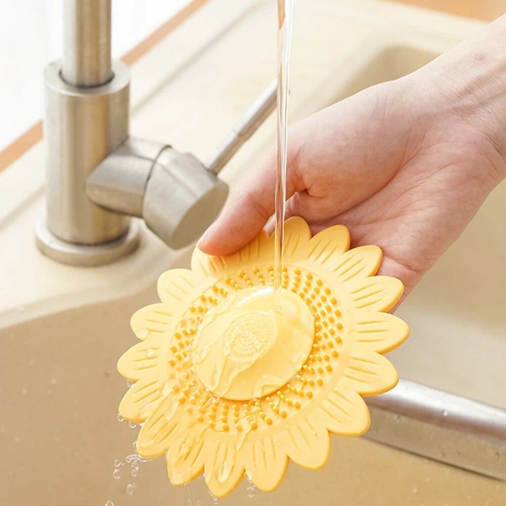 Perstype Siliconen Zonnebloem Vloerafvoerafdekking Anti-Verstopping Wastafel Haarfilter Badkamer Keuken Drainage Deodoriserende Hoes