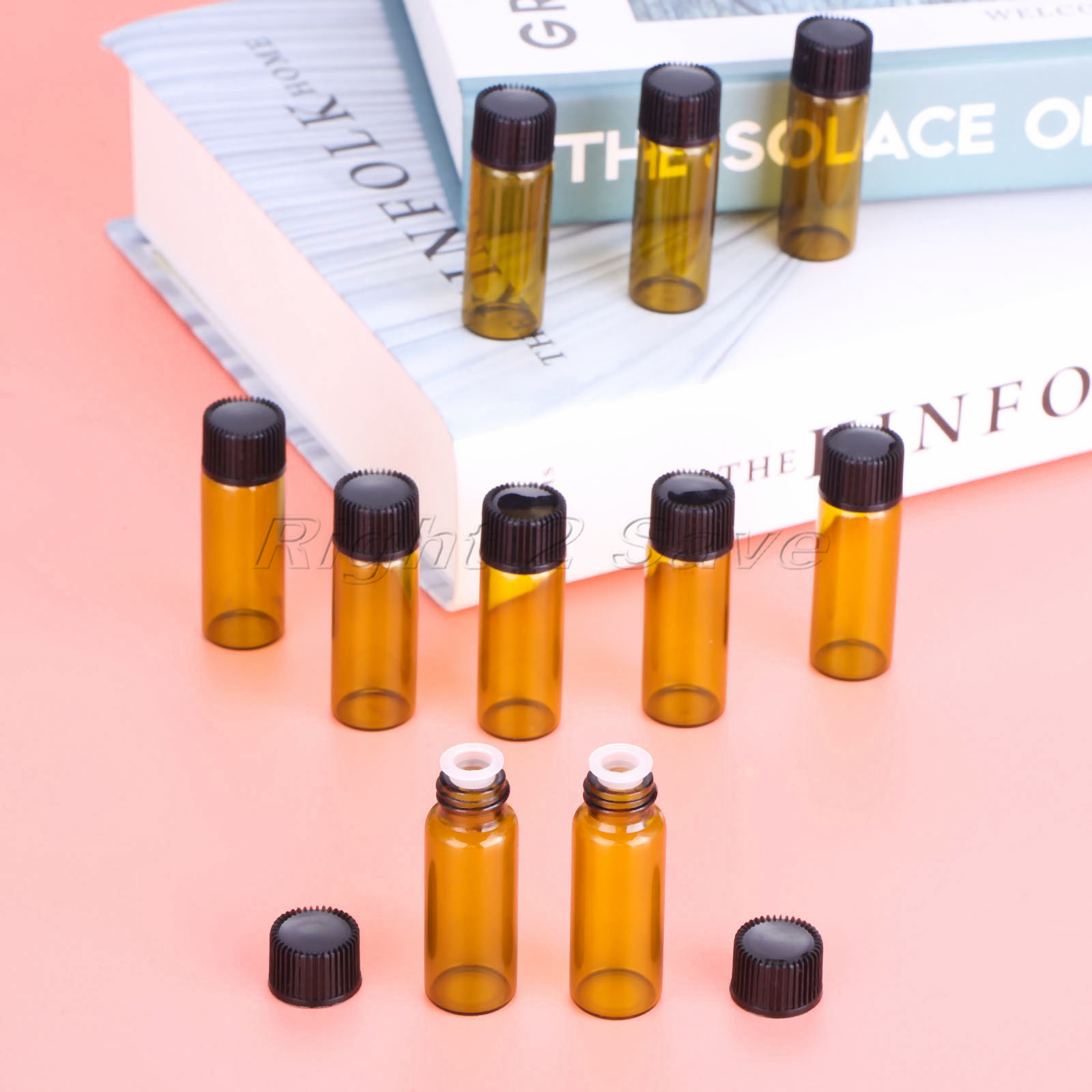 10pcs Essential Oil Glass bottles 1ml 2ml 3ml 4ml 5ml vegetable oil Essence Storing Aromatherapy black Cap Perfume Amber Vial: 5ml