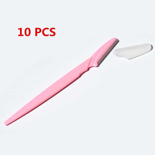 Eyebrow Trimmer Portable Eyebrow Razor Shaver Eye Brow Shaper Shaping Tool Scissors Facial Hair Remover for Women Makeup: 10pcs Pink