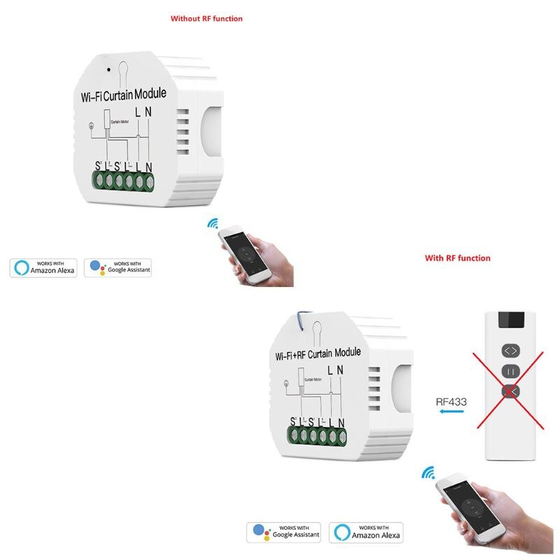 WiFi RF Smart Curtain Module Switch Roller Blinds Shutter Motor Timer Setting 77UD