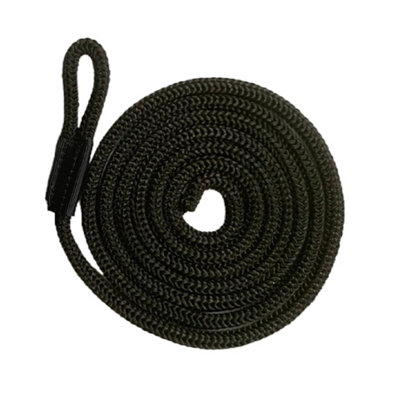 Marine Mooring Line Boat Fender Line Double Braided Cord Rope Docking with Eye for Yacht Kayak Watercraf Boat Accessories: black