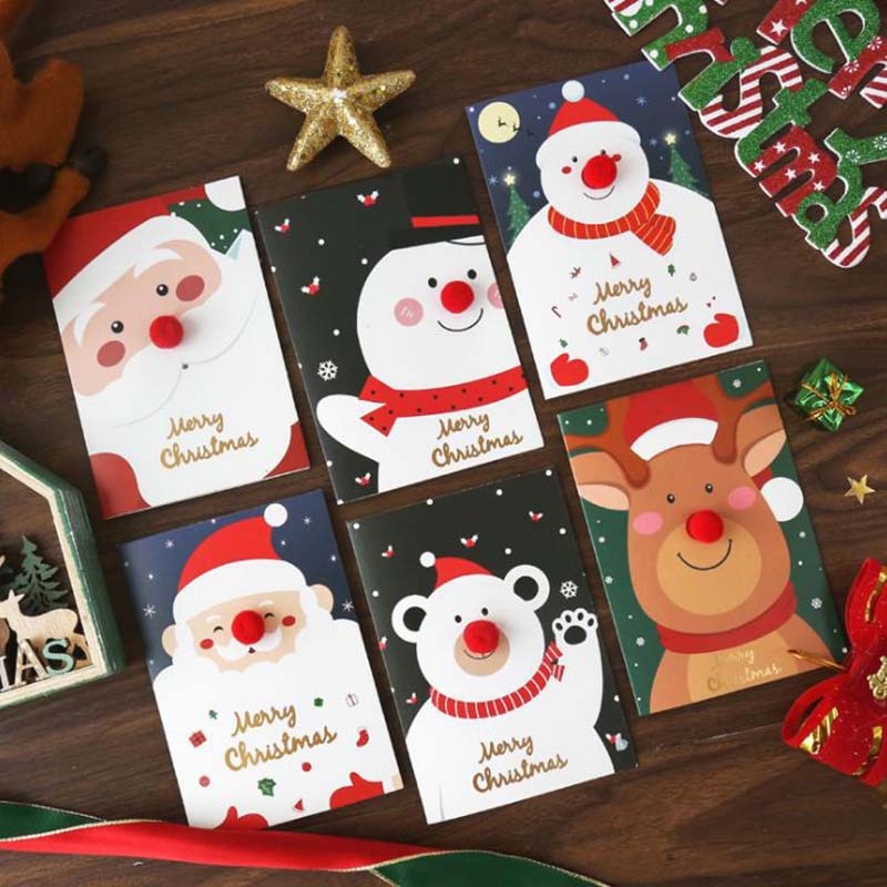 1pc dessin animé noël carte de voeux fête Invitation bricolage décoration carte noël bénédiction carte postale avec enveloppe