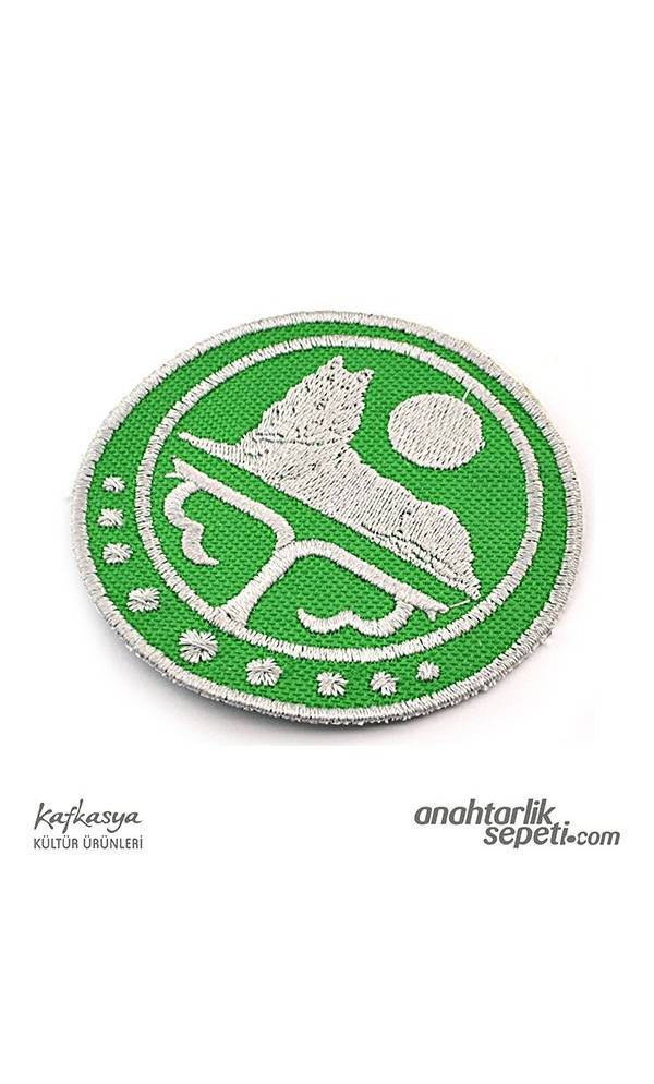 Tsjetsjeense Vlag Geborduurde Ronde Tag Sticker 8Cm Toegepast Met Warmte (Ijzer): green