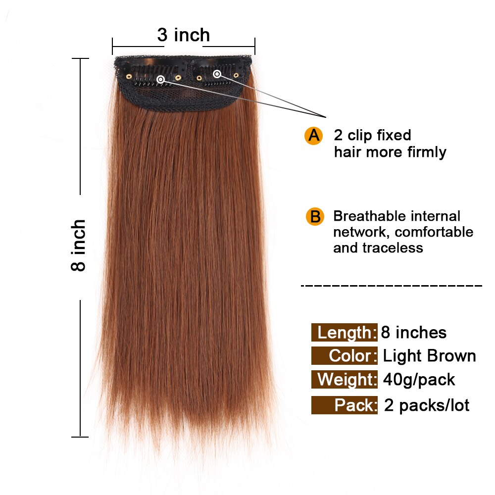 Mini Clip In Hair Pieces Clip In Hair Extensions For Short Hair Add Top/Side Volume Natural Hair Top Side Cover Hairpiece