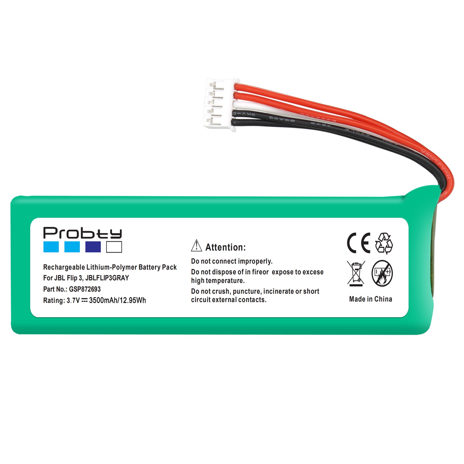 GSP872693 3.7v 3500mAh Battery For JBL Flip 3 Flip 3 GRAY GSP872693 P763098 03