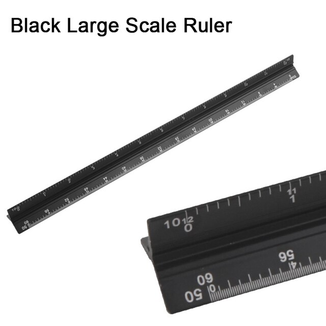 Architectural Scale Ruler Plastic Triangular Scale Ruler 30cm Aluminium Metal Triangle Scale Architect Engineer Technical Ruler: Black Style 1