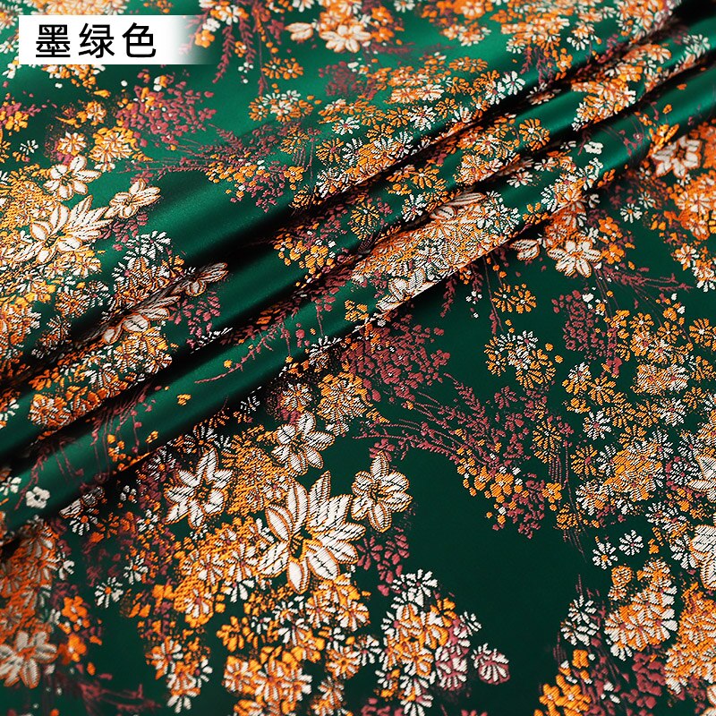 Brokade satin stof bredde 114cm smukke kjole stof materiale til fremstilling af cheongsam og kimono: Grøn