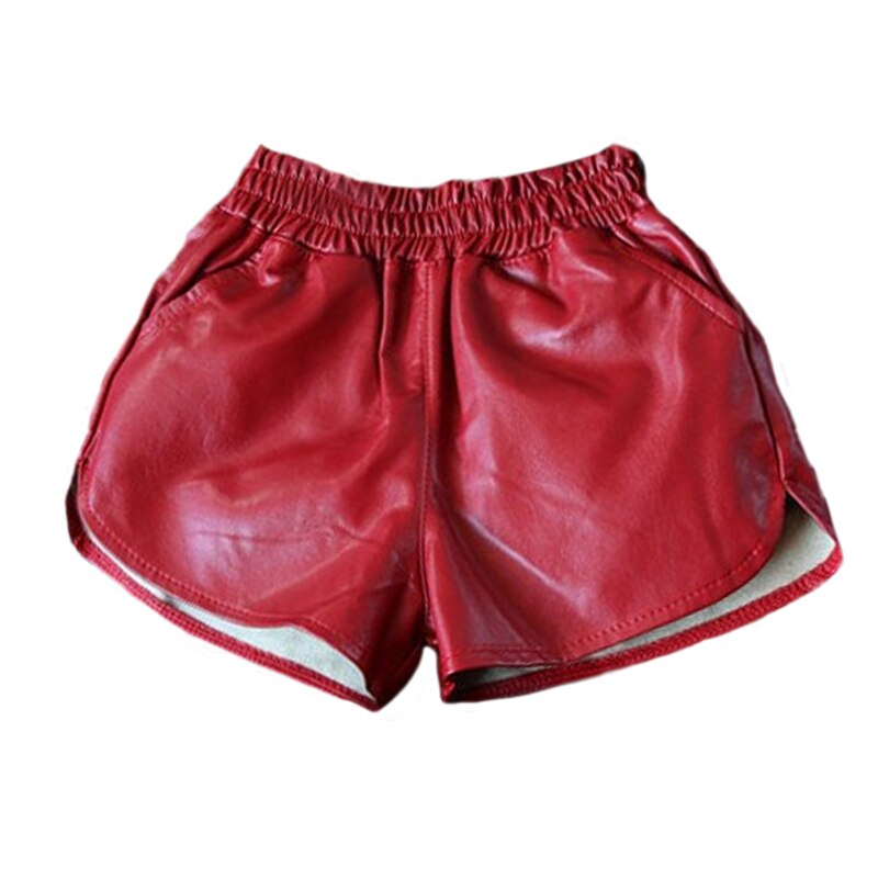 Sommer forår baby pigeshorts imiteret læder drengeshorts unisex børnetøj småbørns pu shorts til piger tøj menina: Burgunder / 4t