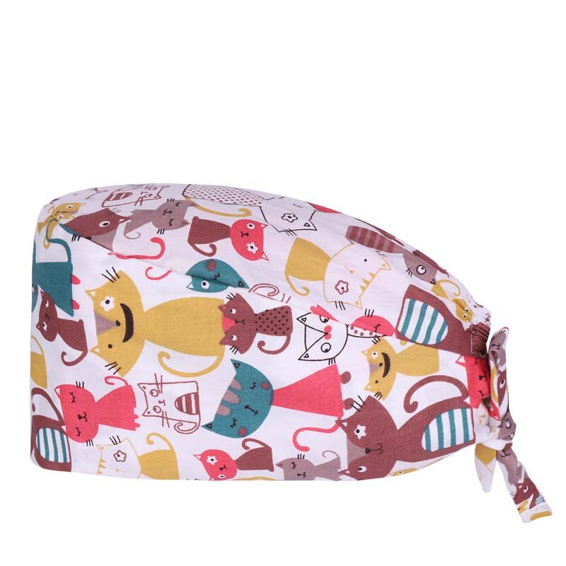 Printed Hats Men And Women Button Work Hat Casual Unisex Scrub Cap Bouffant Hat Gorro Enfermera Quirofano Scrub Cap