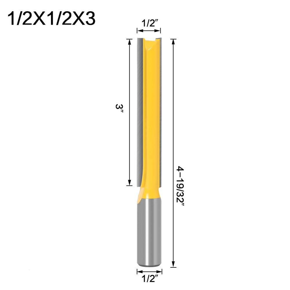 1 pc lige/dado overfræser bit 1/2 &quot; dia . x 2 &quot;  x 3 &quot;længde  - 1/2 &quot; 12mm skaft træbearbejdningsskærer træskæreværktøj: 12.7 x 12.7 x 76