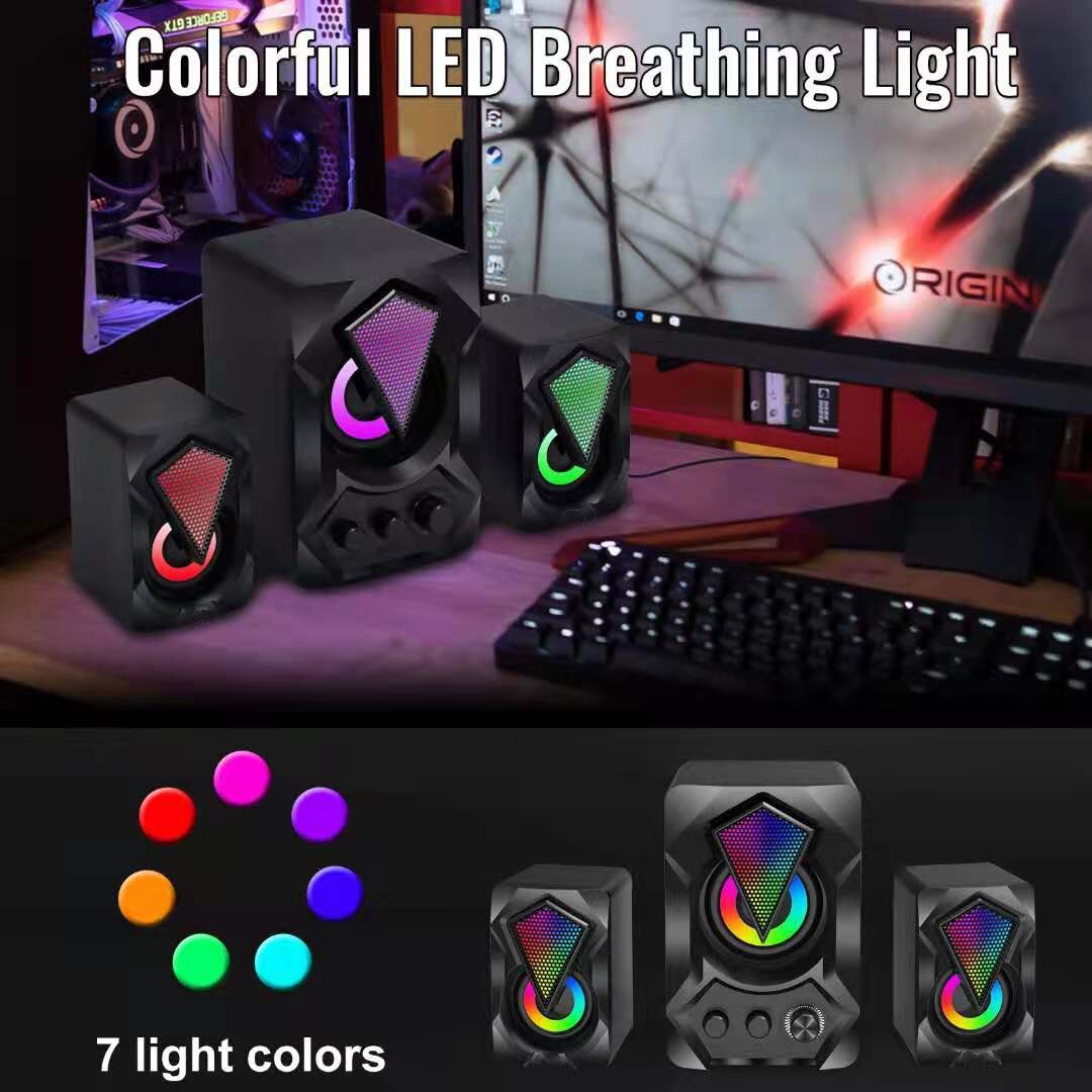 2.1 Channel USB Computer Speakers 9W+3W*2 Subwoofer Set Bass Reinforcement Stereo Speakers for PC Phone Loudspeaker