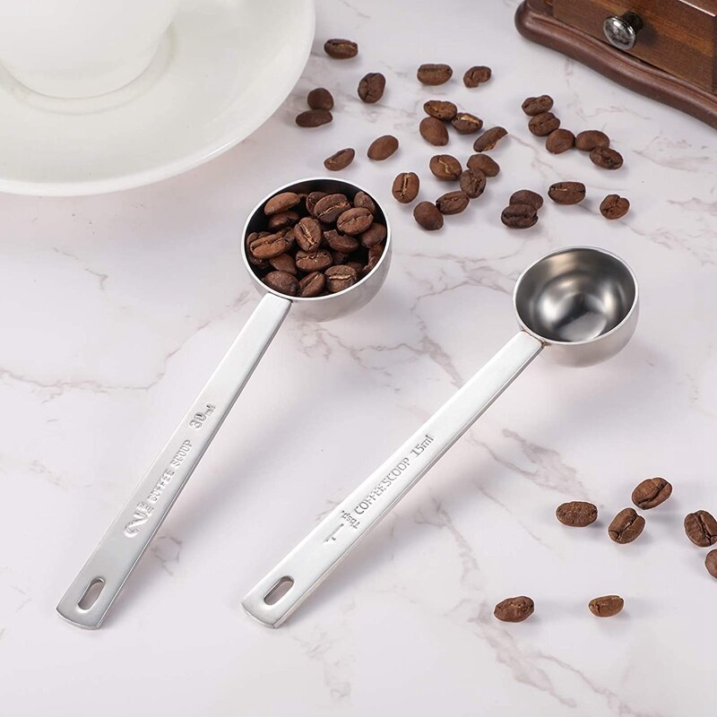 4 Stuks Koffie Scoop, Rvs Lange Steel Meten Koffie Scoop Lepels Voor Koffie Thee Suiker, 15 Ml En 30 Ml