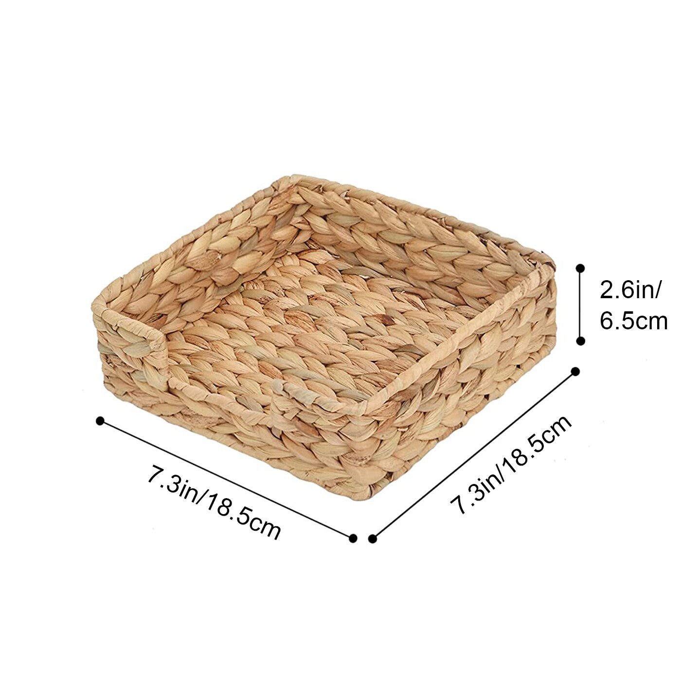 Bandeja de mimbre tejida a mano para baño, cestas para tanque de inodoro, bandeja de mimbre para cocina, hogar, oficina, almacenamiento de jacinto de agua: Square S