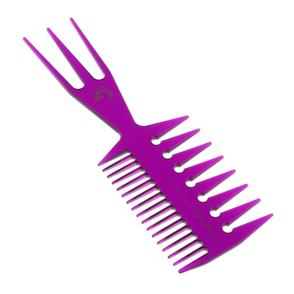 Peine para pelo graso 3 en 1 para hombres, peine para teñir, peinado de peluquería, diente ancho: Purple