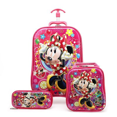 Neue Kinder Gepäck Rad Trolley Gepäck Jungen Mädchen Kinder Rucksack Schule Rucksack kinder Tasche Roll Beutel 3D Koffer