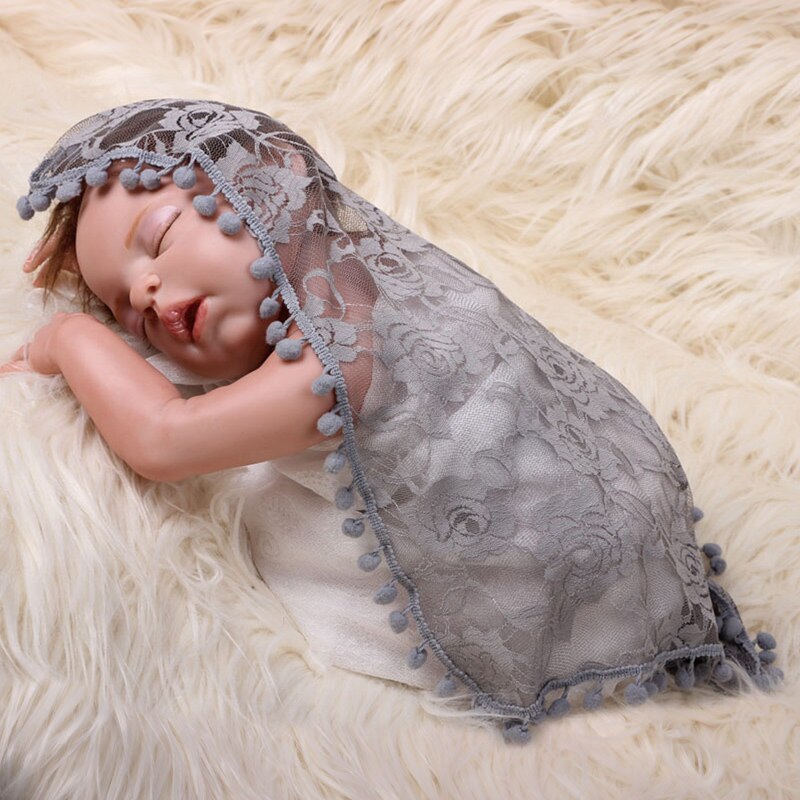 Pasgeboren Accessoires Fotografie Props Gelukkig Foto Wrap Props Dekens Stretch Gebreide Wrap Infant Leuke Mousseline Foto Poseren Inbakeren: Gray