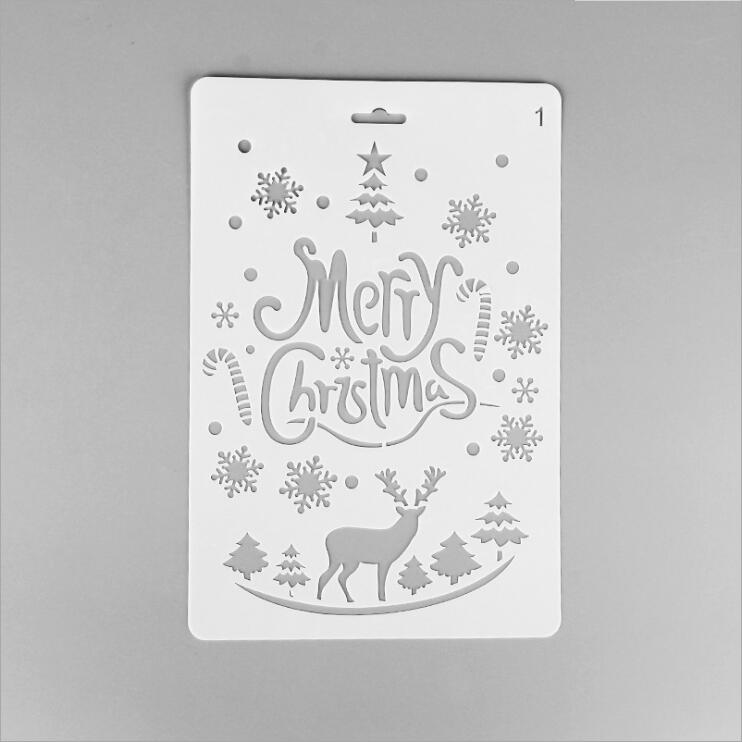 ENO Greeting Merry Christmas Soft Plastic Stencil Template Winter Reindeer in Forest Planner Stencil For Painting