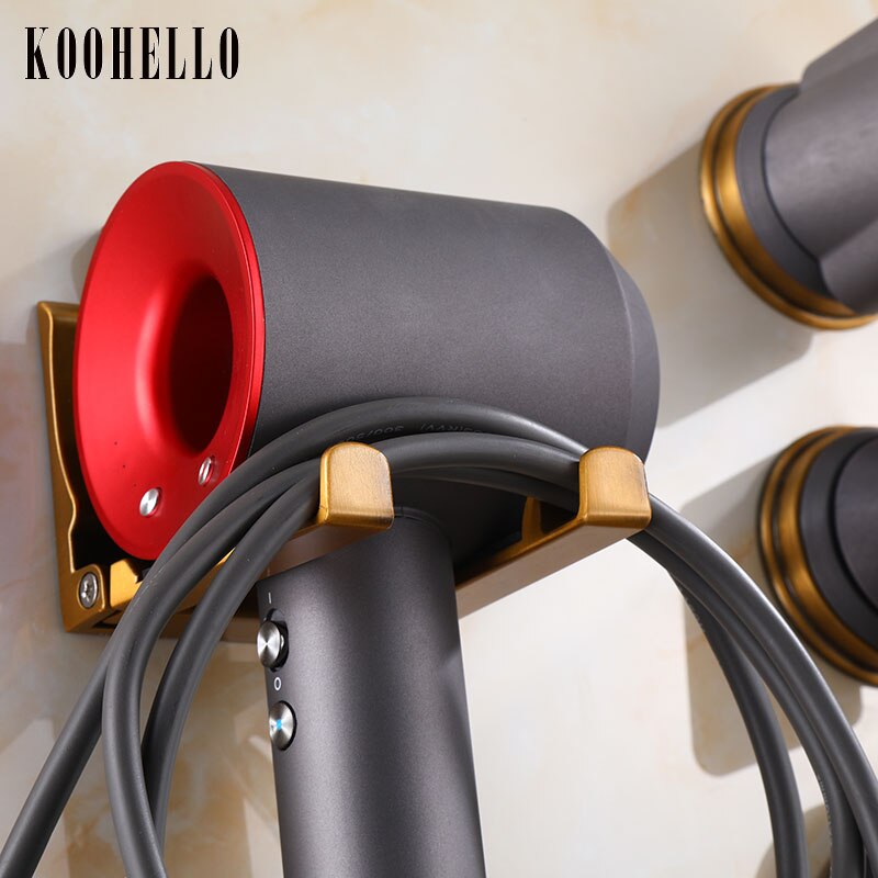 Antieke Föhn Houder Badkamer Planken Muurbevestiging Magazijnstelling Zwart Badkamer Plank Voor Dyson Supersonic Föhn Houder