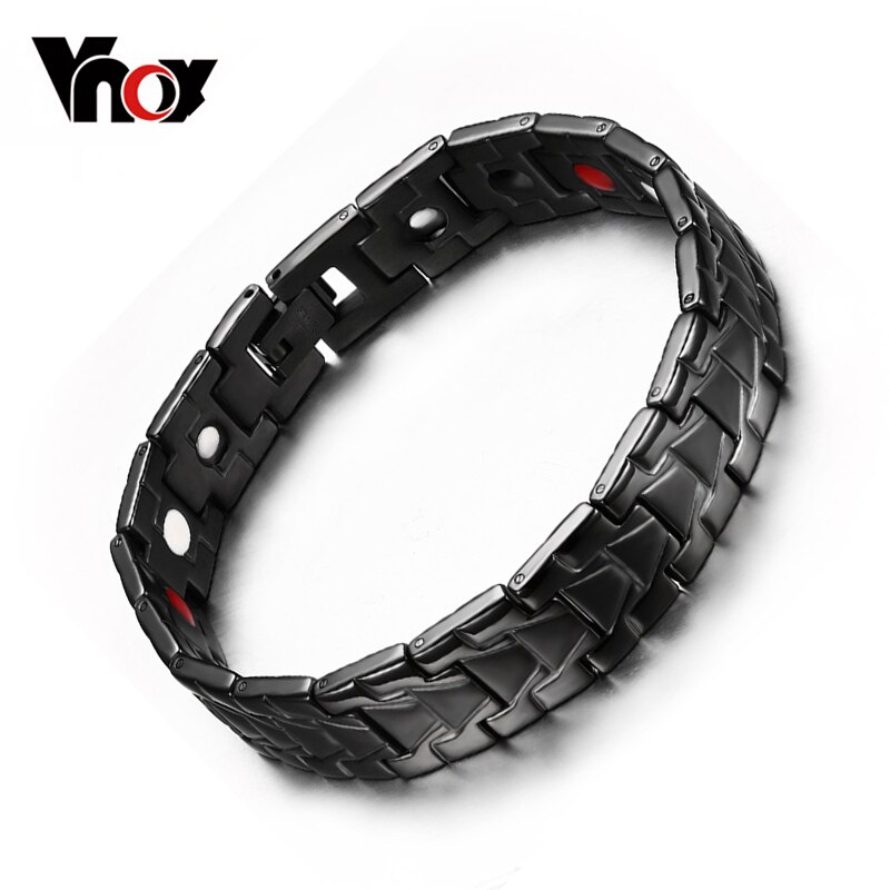 Vnox saluto E Bellezza Braccialetto Braccialetti Nero Catena in Acciaio Inox Magnete Germanio Regolabile 3 di colore