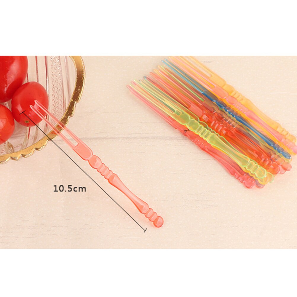 80Pcs Wegwerp Cupcake Voedsel Vorken Plastic Fruit Picks Voorgerecht Picks Cocktail Party (Kleurrijke)