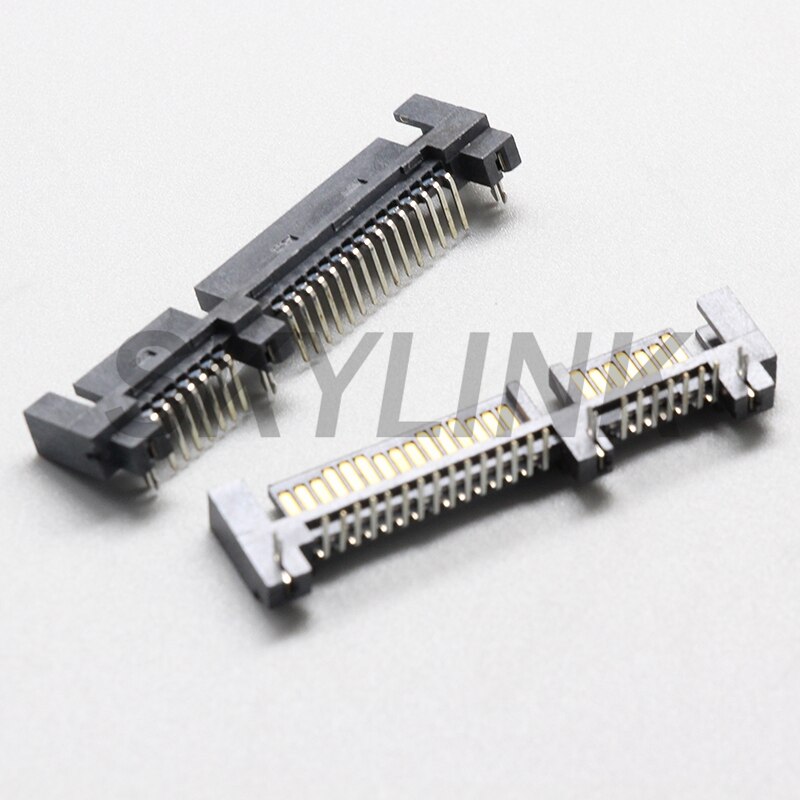 SATA Connector Male 7P+15P 22Pin Hard Disk Interface Right Angle Curved Pin Connector Socket PCB Mount