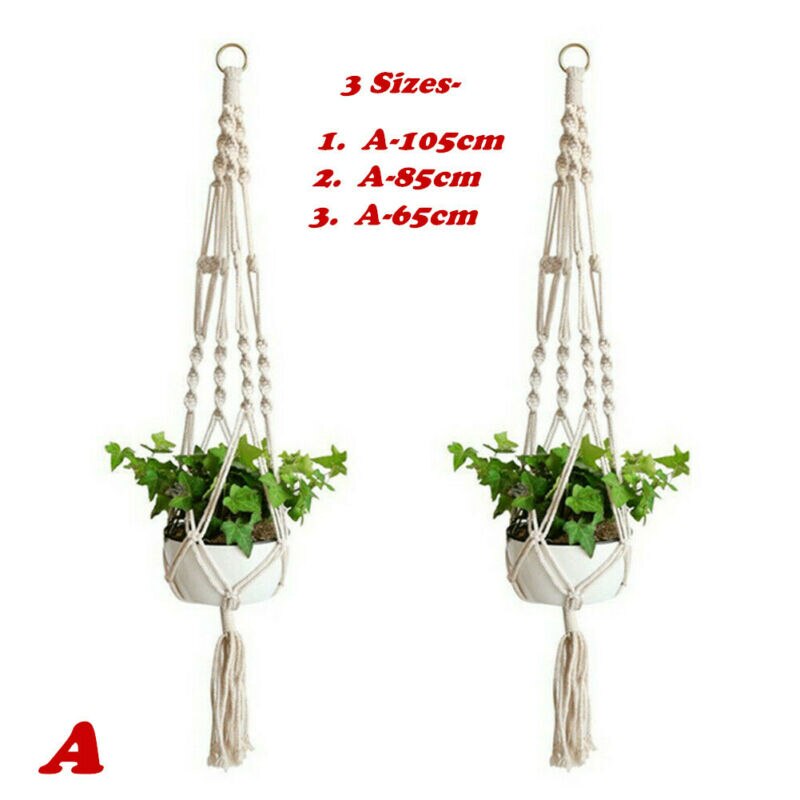 Macrame Plant Hangers Indoor White Cotton Rope Flowers Pots Hanging