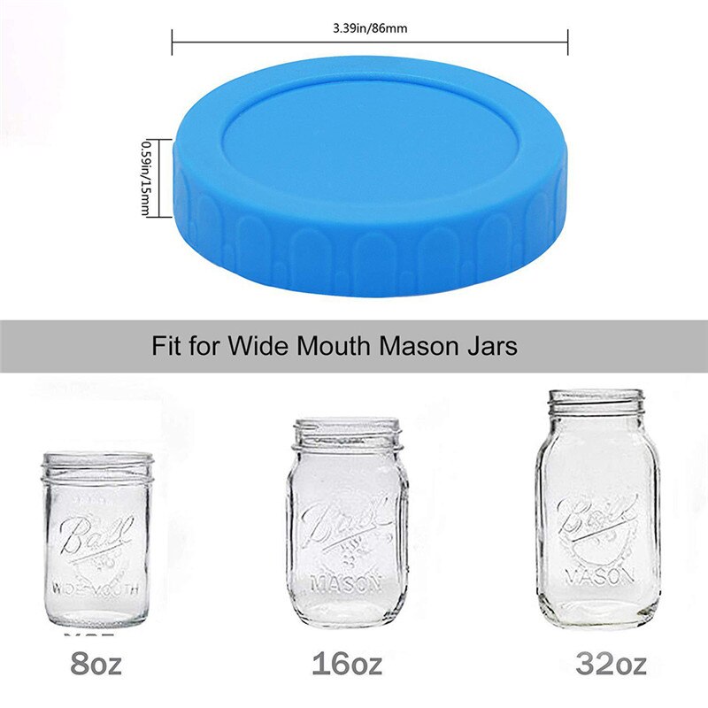 6 stuks herbruikbare glazen pot met deksel voor het vers houden van voedsel, plastic deksel en siliconen ring voor kookgerei en keukenaccessoires