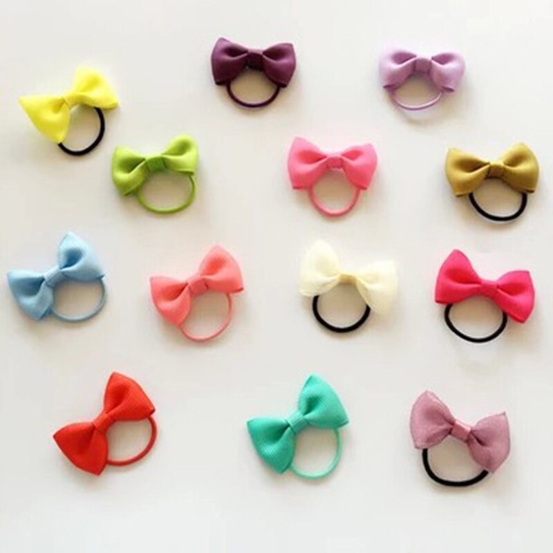 10/40 Pcs/Lot Mini Boog Haar Touwen Meisje Haar Grosgrain Lint Bows Met Elastische Haarbanden Kinderen Haar accessoires: 10pcs color random A